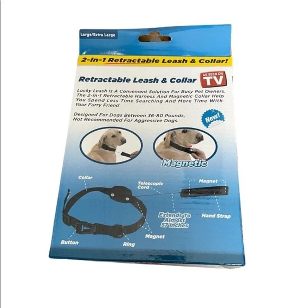 Lucky Leash, Retractable Dog Leash and Collar 2 in 1 for Dogs 36-80 Lbs